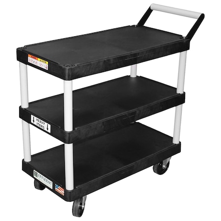 Effizient 3-Shelf Utility Cart, 2 rigid casters, 2 swivel casters EL500325P0